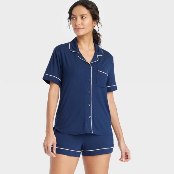 Target Stars Above Cloud Knit Short Sleeve Notch Collar Pajama Set Modal Size XL - Picture 1 of 14